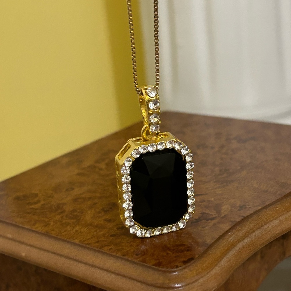 Elegant Black Onyx and Crystal Pendant *CHAIN NOT INCLUDED*